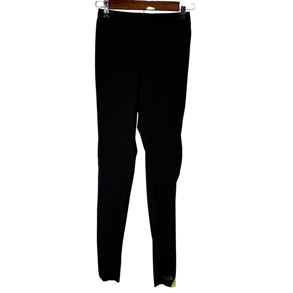 Game Time Black Neon Green Athletic Leggings Women's Small Performance Tights